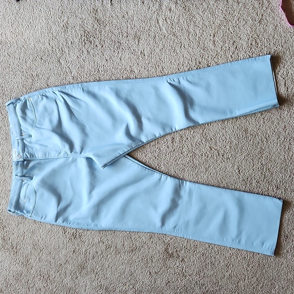 Frame Recycled Leather Le High 'N' Tight Straight Pants Light Blue 34 - Picture 4 of 7